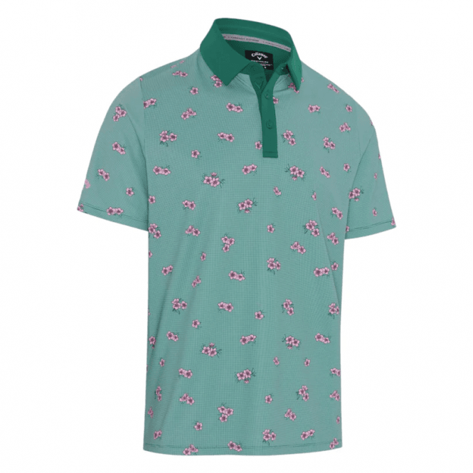 Callaway  Azalea Gingham Print Polo - GALAPAGOS GREEN