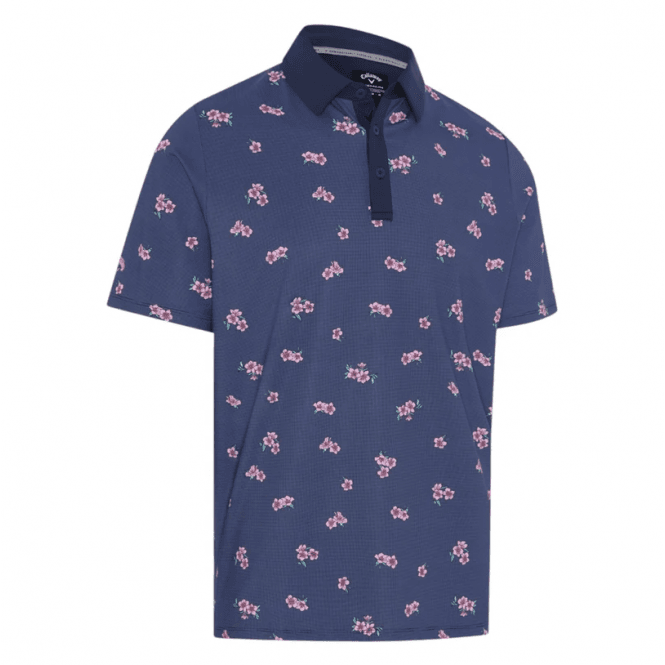 Callaway  Azalea Gingham Print Polo - PEACOAT