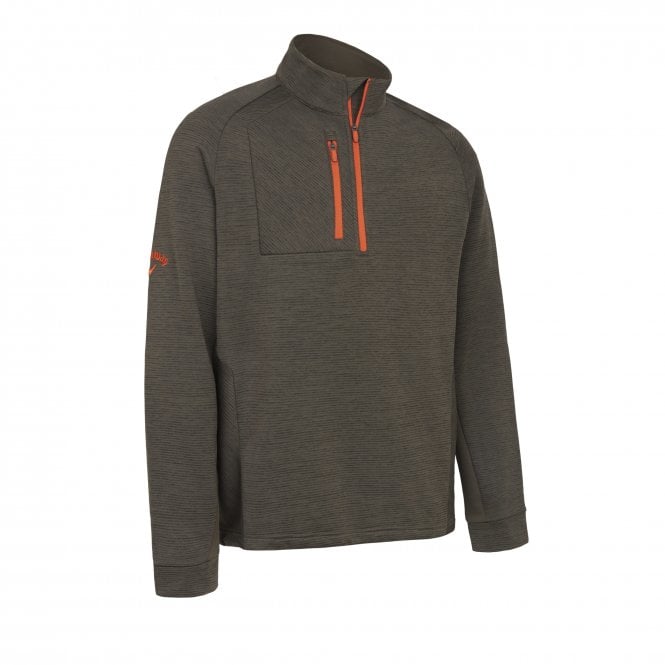 Callaway  HEATHER STRIPE FLEECE BACK LICHEN/TIGERLILY