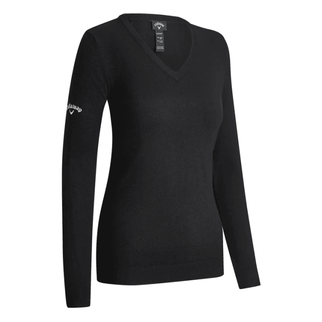 Callaway  Ladies V NECK Merino Sweater - BLACK ONYX