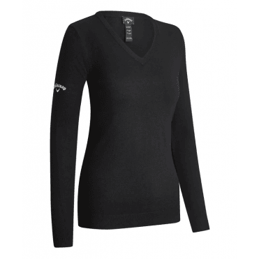 Callaway Ladies V NECK Merino Sweater - BLACK ONYX