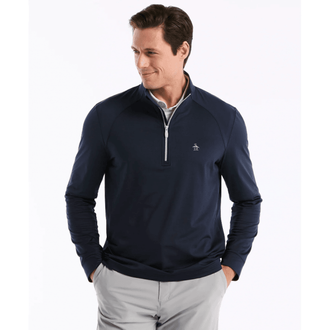 Callaway Original Penguin Mixed Media 1/4 Zip Pullover BLACK IRIS