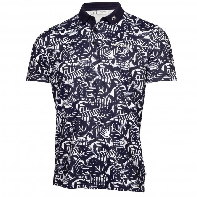 Calvin Klein  Abstract Print Polo - White/Evening Blue