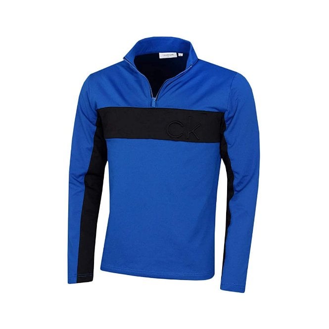 Calvin Klein  EMBOSSED HALF ZIP - BLUE/BLACK