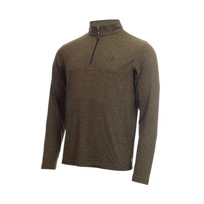 Calvin Klein  NEWPORT HALF ZIP - OLIVE GREEN MARL