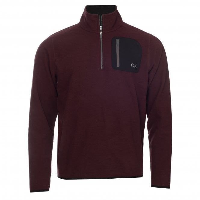 Calvin Klein  PLANET FLEECE HALF ZIP BURGUNDY
