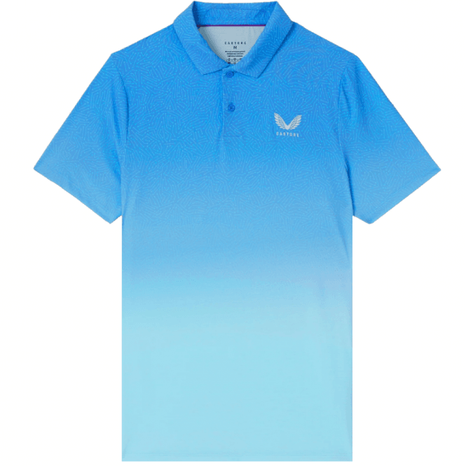 Castore  Golf Map Printed SS Polo - Ibiza Blue/White
