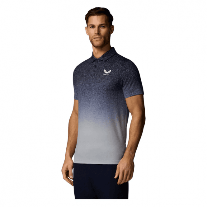 Castore  Golf Map Printed SS Polo - Navy/Alloy/White