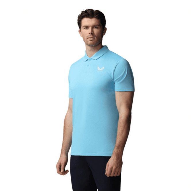 Castore  LVS Engineered Knit SS Polo - Airy Blue/White