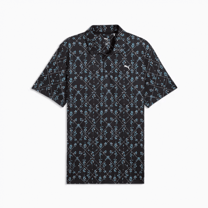 Cobra Puma Cloudspun Argyle Bloom Polo - Black Rose/Blossom