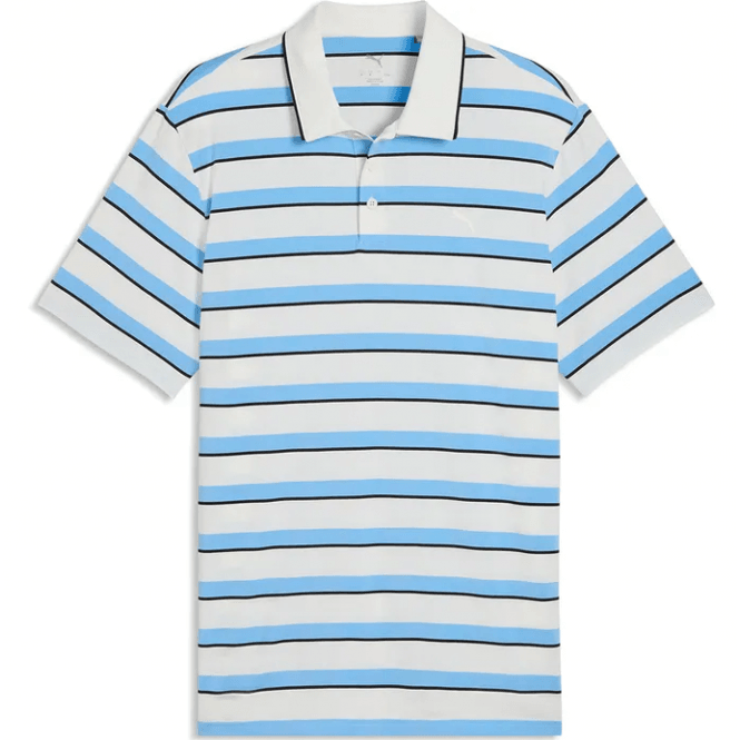 Cobra Puma Cloudspun Stripe Polo - White/Light Blue