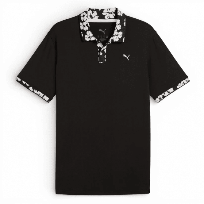 Cobra Puma Modalon Floral Rib Polo - Black Rose/Blossom