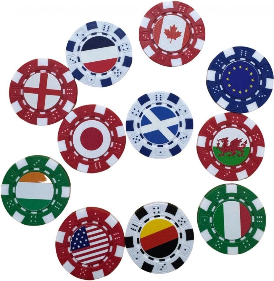Country Flag 40mm Poker Chip Golf Ball Marker (Scotland, USA, Europe, England)