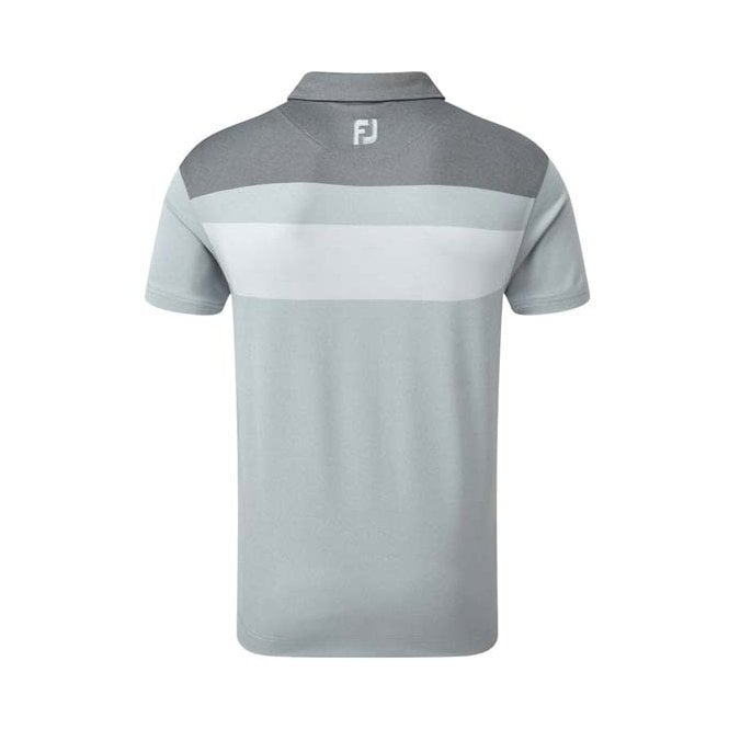 FootJoy  Block Birdseye Pique Polo - Heather Grey/White/Black