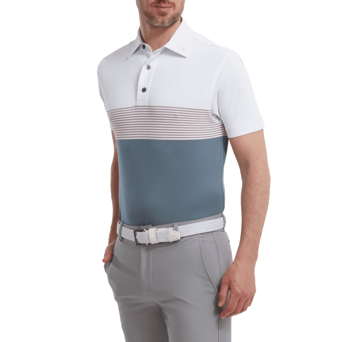FootJoy  Colour Block Pique Polo White/Graphite/Quartz Pink