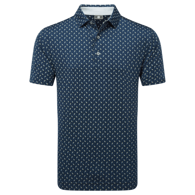 FootJoy  Flower Bud Foulard Lisle Polo Shirt - Navy