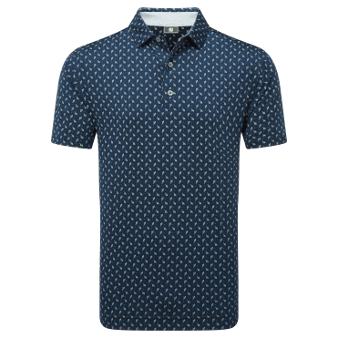 Footjoy Flower Bud Foulard Lisle Polo Shirt - Navy