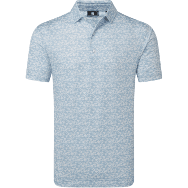 FootJoy Hidden Palm Print Lisle Polo - Chambray/White