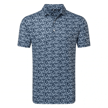 FootJoy Hidden Palm Print Lisle Polo - Navy/White