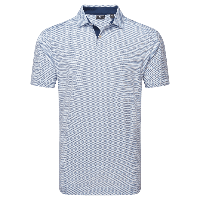 FootJoy  Irongate Print Lisle Polo Shirt White/Navy