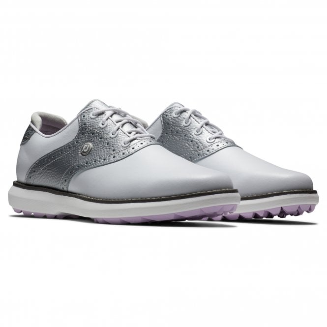 FootJoy  Ladies FJ TRADITIONS SL WHITE/SILVER/PURPLE Golf Shoes