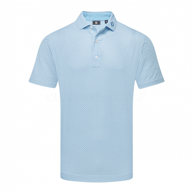 FootJoy  Nautical Flag Print Lisle Polo Blue Reef/Deep Reef