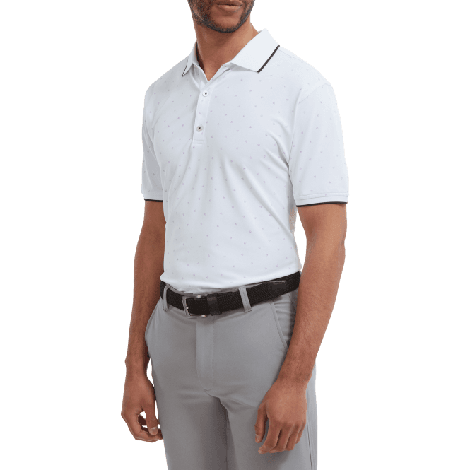 FootJoy  Push Play Print Pique Polo - White/Lavender