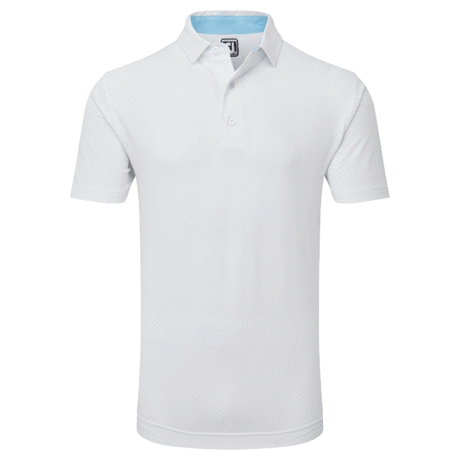 FootJoy  S.Lisle Dot Print White/Light Blue Polo