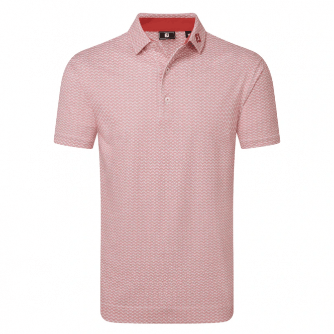 FootJoy  Scallop Geo Pique Polo - Nantucket Red