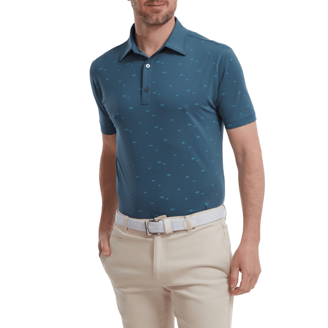 FootJoy  School of Fish Print Lisle Polo - Ink