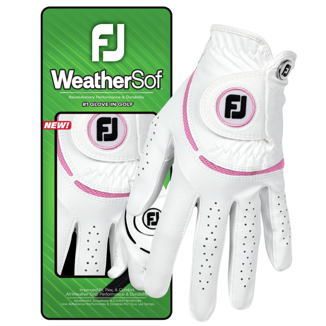FootJoy  WEATHERSOF Ladies Glove - White/Pink