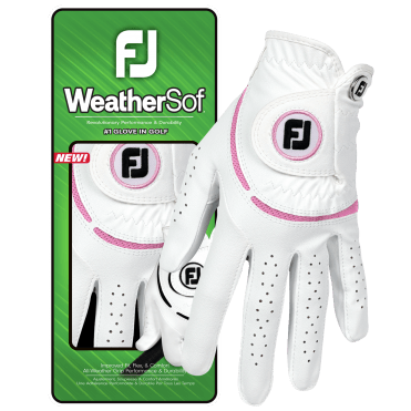 FootJoy WEATHERSOF Ladies Glove - White/Pink