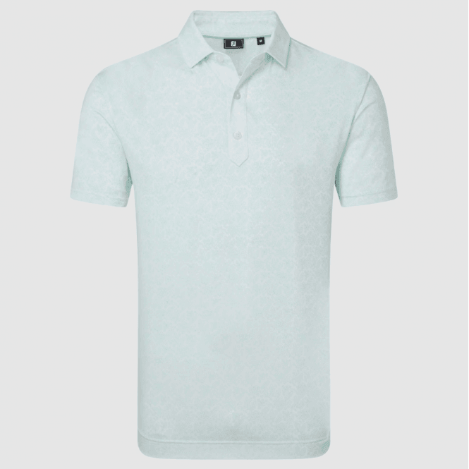 FootJoy  Wingtip Floral Lisle Polo - White/Sea Glass