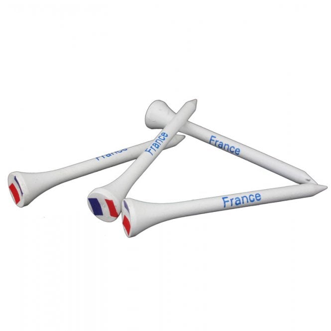 Gamola Golf 100 France Patriotic Wooden 55mm 2 1/8 Golf Tees