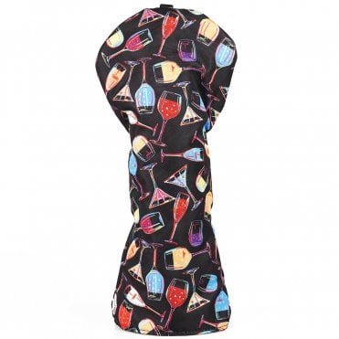 Black Wine & Champagne Drink Glass Printed Driver Headcover