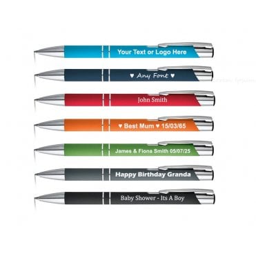 Personalised Logo Engraved Soft Touch Aluminium Ball Point Pen