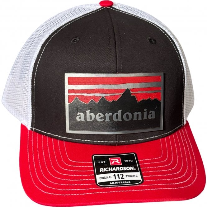 Gamola Golf Richardson 112 Aberdonia Trucker Hat Snapback Cap -Black/White/Red
