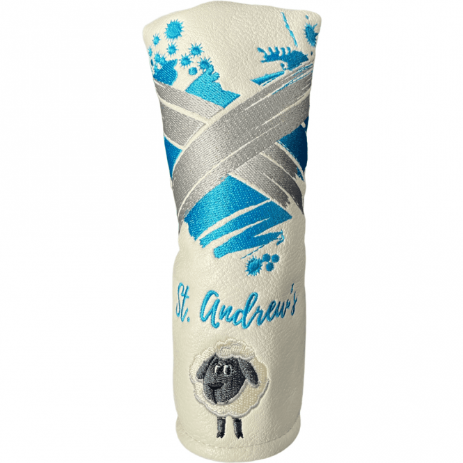 Gamola Golf Scotland White Blade Putter Cover - St Andrews, Highland Cow - Bag Pipes - Sheep