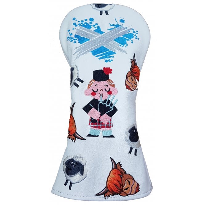 Gamola Golf Scotland White Driver Headcover - St Andrews, Highland Cow