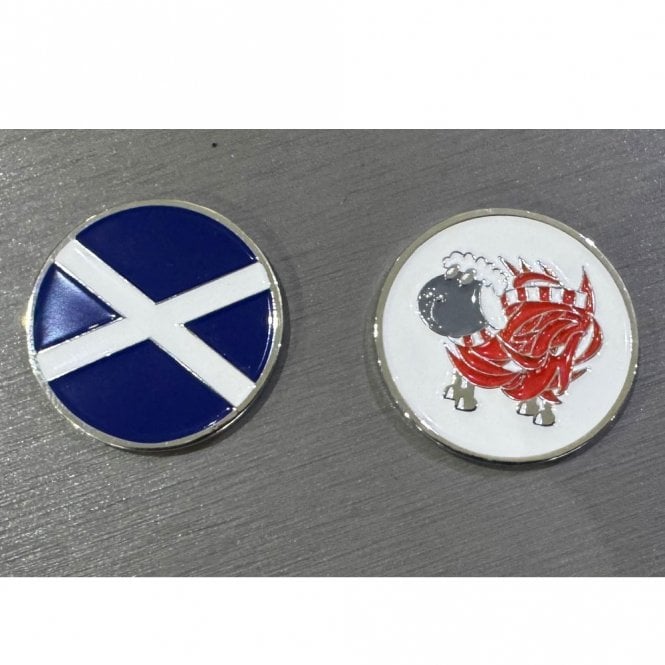 Gamola Golf Sheep On Fire/Saltire Scotland Enamel 26.2mm Ball Barker