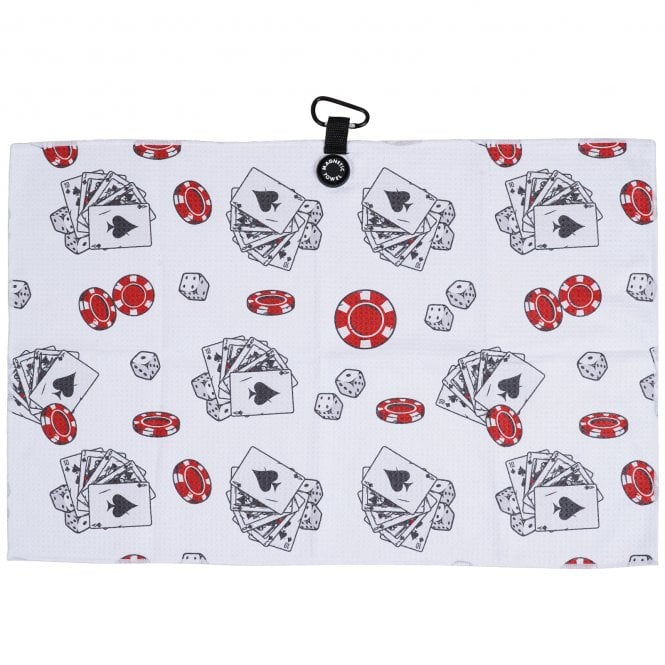 Gamola Golf White Poker Casino Printed Magnetic Golf towel 40*60CM