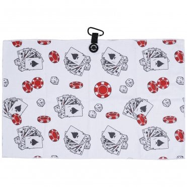 White Poker Casino Printed Magnetic Golf towel 40*60CM