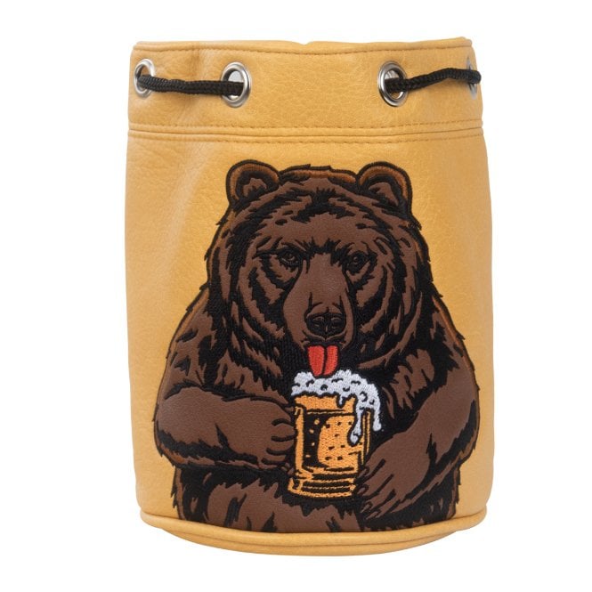 Gamola Golf Yellow PU Bear Drinking Beer Accessory barrel pouch bag 17*12cm