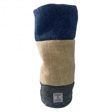Harris Tweed Wool Golf Headcover - Blue/Beige/Grey Twill