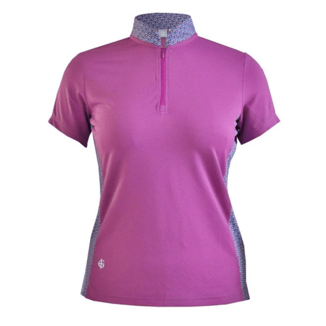 Island Green  Ladies Mandarin Polo Geo Print Raspberry