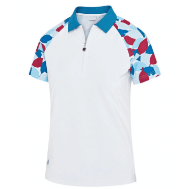 Island Green Ladies Polo Leaf Print - White