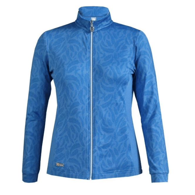 Island Green  Ladies Top Layer Feather Print Light Blue