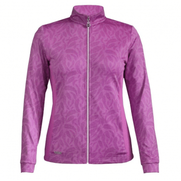 Island Green Ladies Top Layer Feather Print Raspberry