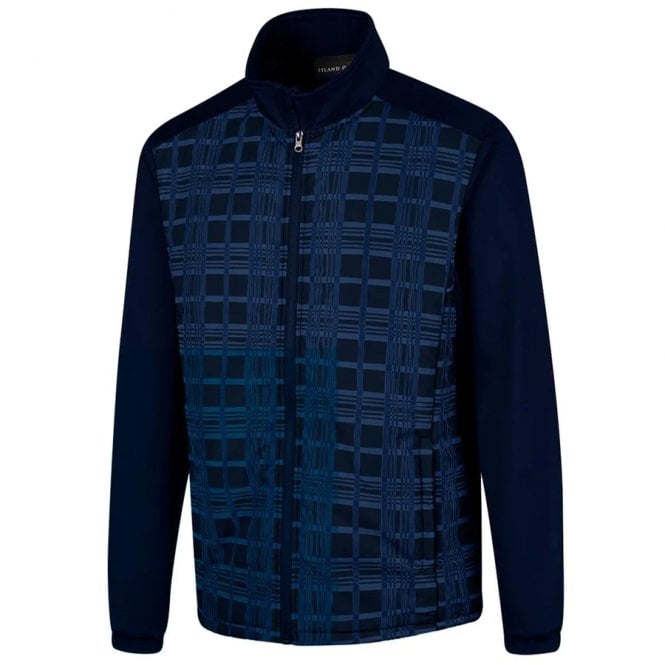 Island Green  PLAID PRINT PADDED JACKET NAVY/BLUE