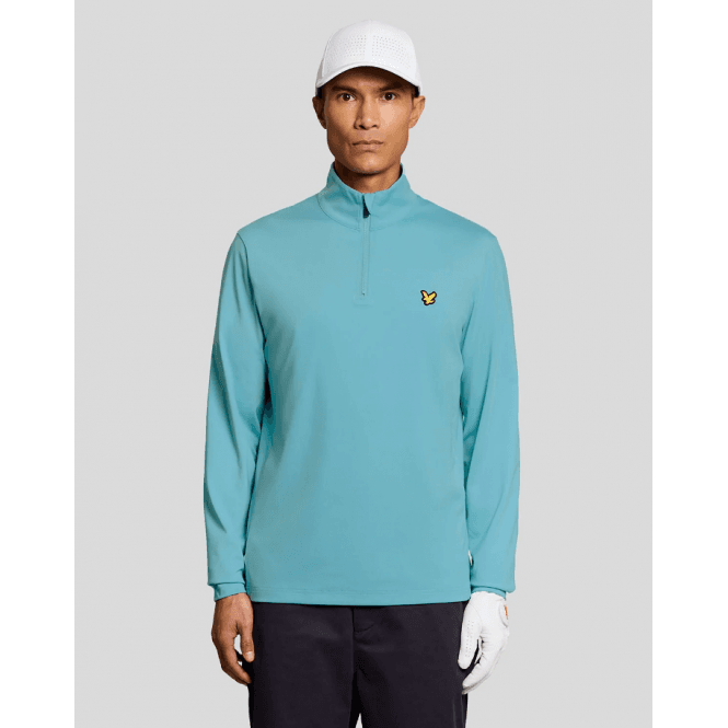 Lyle & Scott Golf Core 1/4 Zip Midlayer Aquamarine Blue